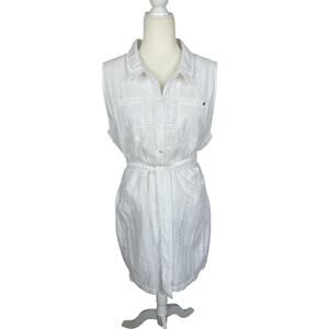 Spartina 449 Eliza Eyelet Sleeveless Shirt Dress Size Large Timeless